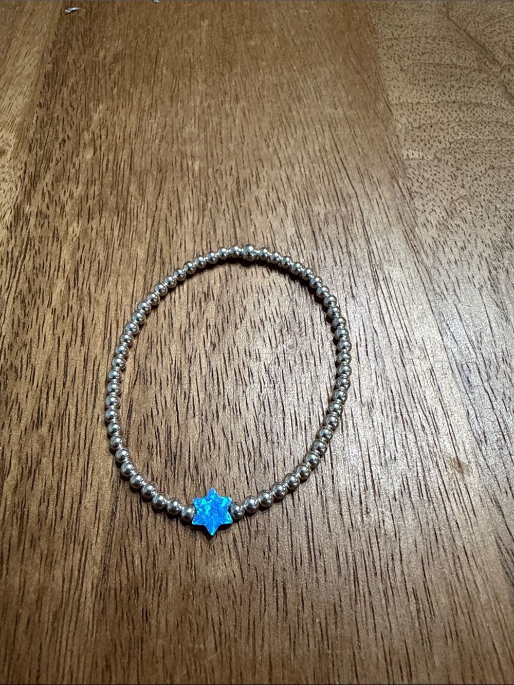Silver Beaded Bracelet with Jewish Star Charm